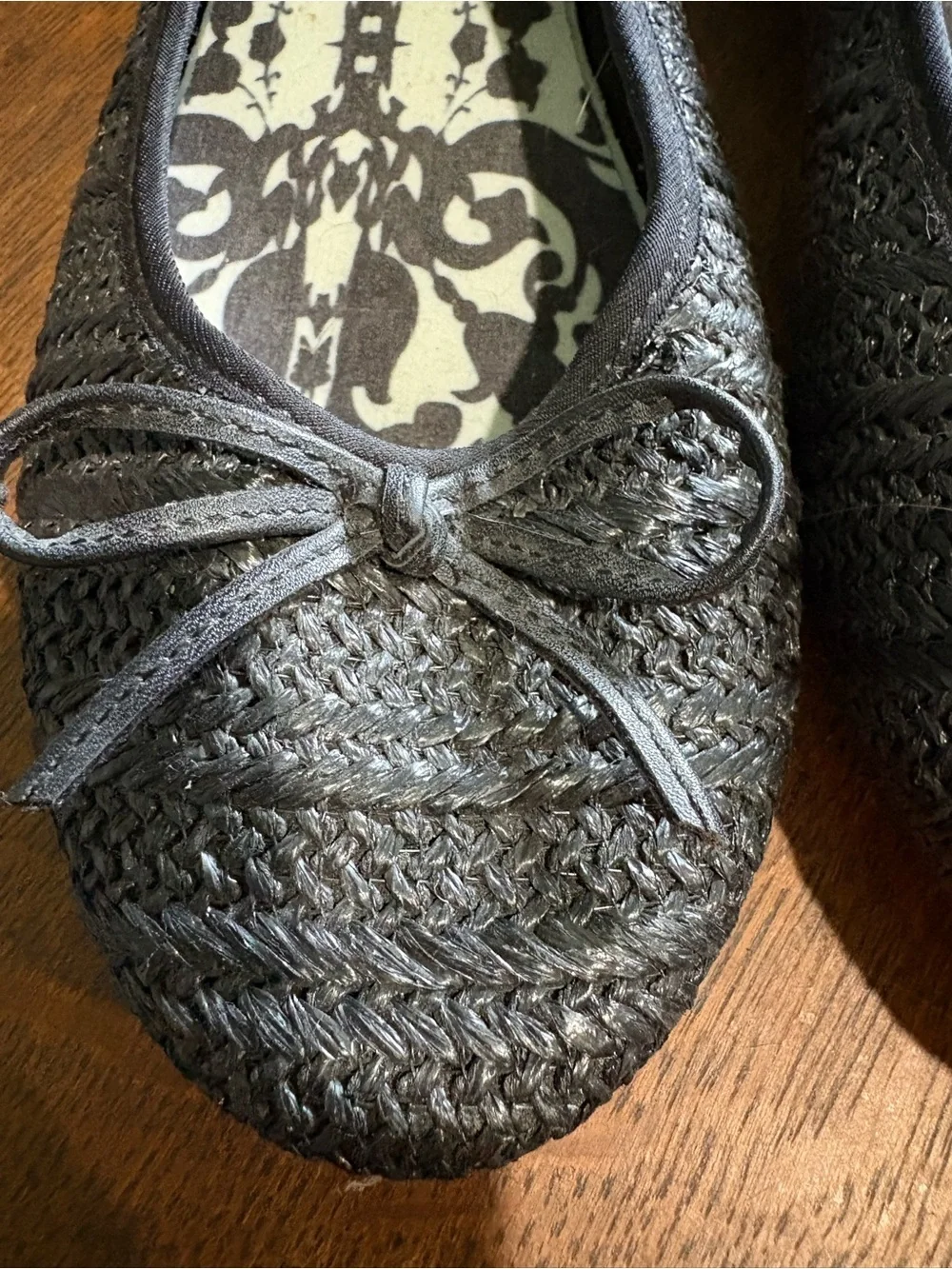 Zigi Soho HARLLEE Black Woven Raffia Bow Ballet Flats 9⁠